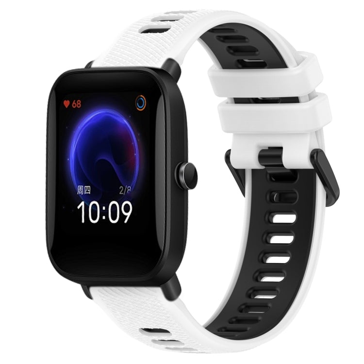 For Amazfit Pop 20mm Sports Two-Color Silicone Watch Band(White+Black) -  by PMC Jewellery | Online Shopping South Africa | PMC Jewellery