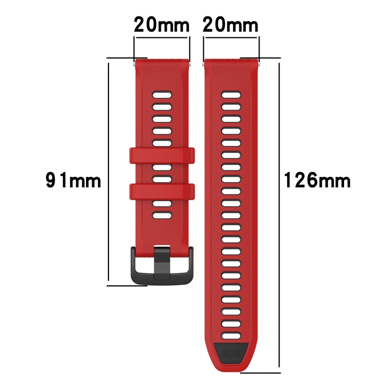 For Honor Magic Watch2 42mm 20mm Sports Two-Color Silicone Watch Band(Black+Red) - Smart Wear by PMC Jewellery | Online Shopping South Africa | PMC Jewellery