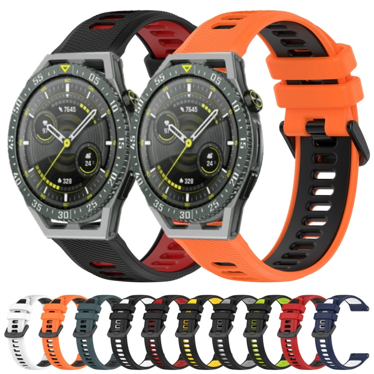 For Huawei Watch GT Runner 22mm Sports Two-Color Silicone Watch Band(Black+Grey) - Smart Wear by PMC Jewellery | Online Shopping South Africa | PMC Jewellery