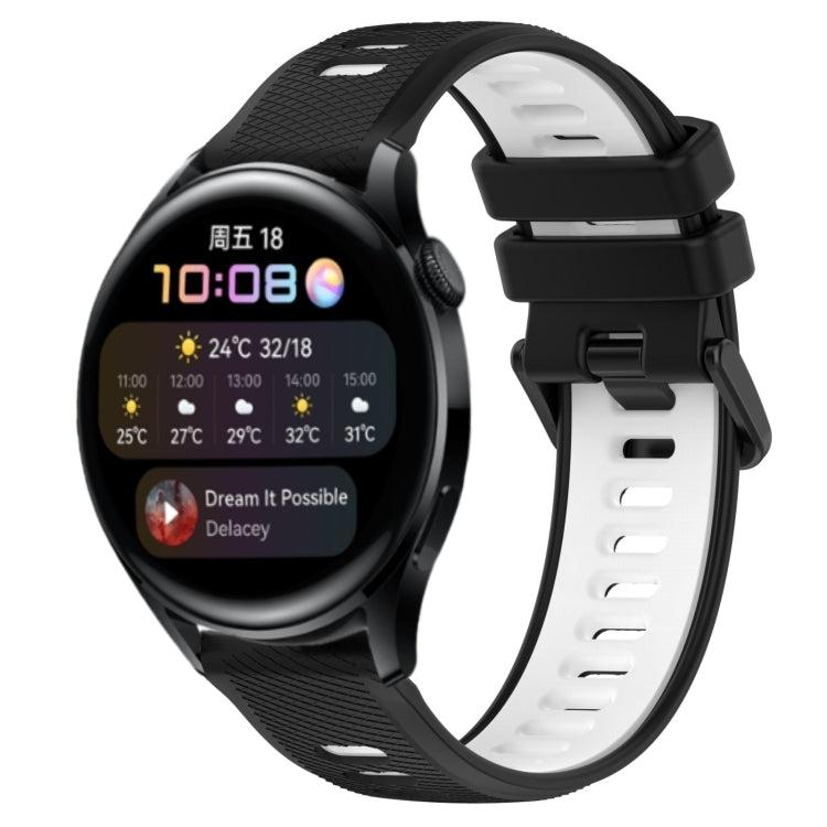 For Huawei Watch 3 22mm Sports Two-Color Silicone Watch Band(Black+White) - Smart Wear by PMC Jewellery | Online Shopping South Africa | PMC Jewellery