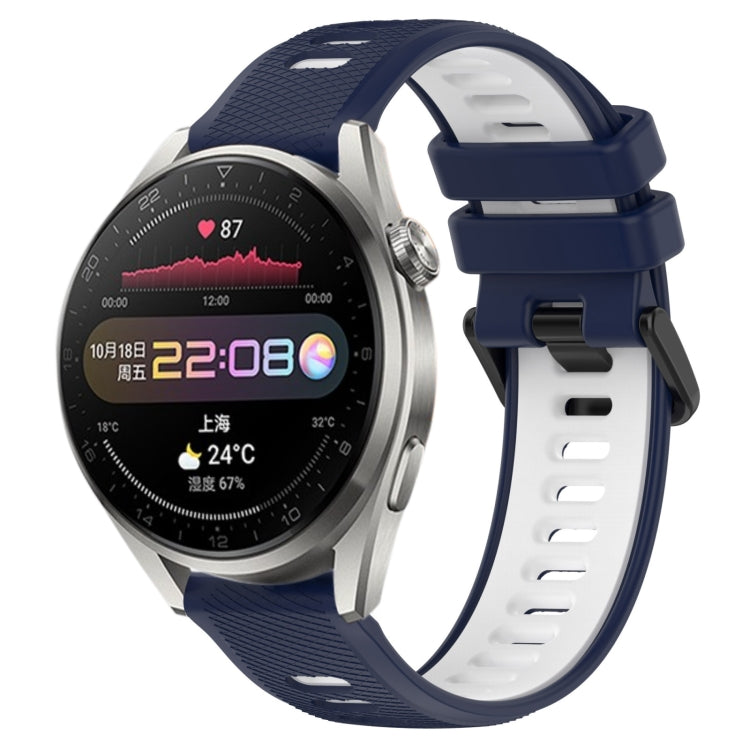 For Huawei Watch 3 Pro 22mm Sports Two-Color Silicone Watch Band(Midnight Blue+White) - Smart Wear by PMC Jewellery | Online Shopping South Africa | PMC Jewellery
