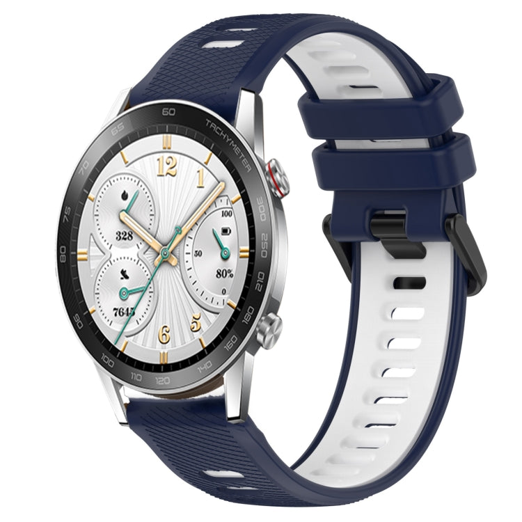 For Honor Watch GS 3i 22mm Sports Two-Color Silicone Watch Band(Midnight Blue+White) - Smart Wear by PMC Jewellery | Online Shopping South Africa | PMC Jewellery