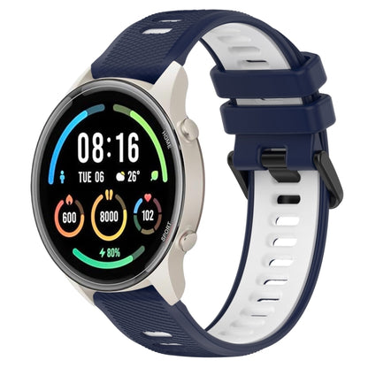 For Xiaomi MI Watch Sport 22mm Sports Two-Color Silicone Watch Band(Midnight Blue+White) - Smart Wear by PMC Jewellery | Online Shopping South Africa | PMC Jewellery