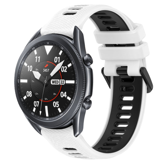 For Samsung Galaxy Watch3 45mm 22mm Sports Two-Color Silicone Watch Band(White+Black) - Smart Wear by PMC Jewellery | Online Shopping South Africa | PMC Jewellery