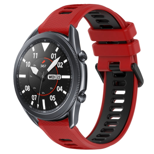 For Samsung Galaxy Watch3 45mm 22mm Sports Two-Color Silicone Watch Band(Red+Black) - Smart Wear by PMC Jewellery | Online Shopping South Africa | PMC Jewellery