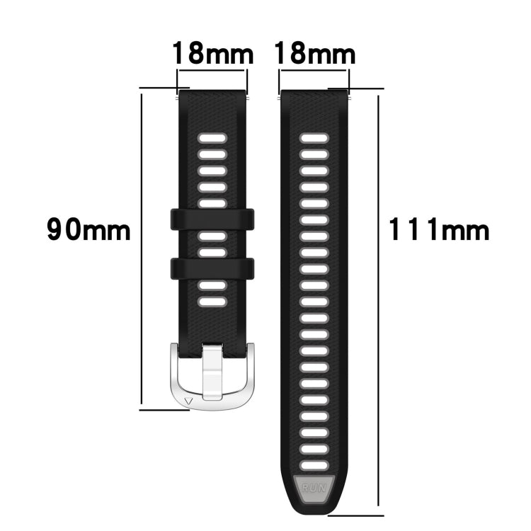 For Garmin Forerunner 255S Music 18mm Sports Two-Color Steel Buckle Silicone Watch Band(Starlight+Black) - Smart Wear by PMC Jewellery | Online Shopping South Africa | PMC Jewellery