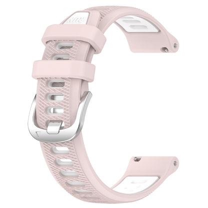 For Garmin Active S 18mm Sports Two-Color Steel Buckle Silicone Watch Band(Pink+White) - Smart Wear by PMC Jewellery | Online Shopping South Africa | PMC Jewellery