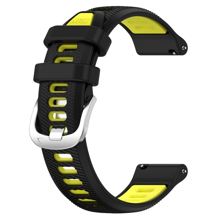 For Garmin Venu 2S 18mm Sports Two-Color Steel Buckle Silicone Watch Band(Black+Lime Green) - Smart Wear by PMC Jewellery | Online Shopping South Africa | PMC Jewellery