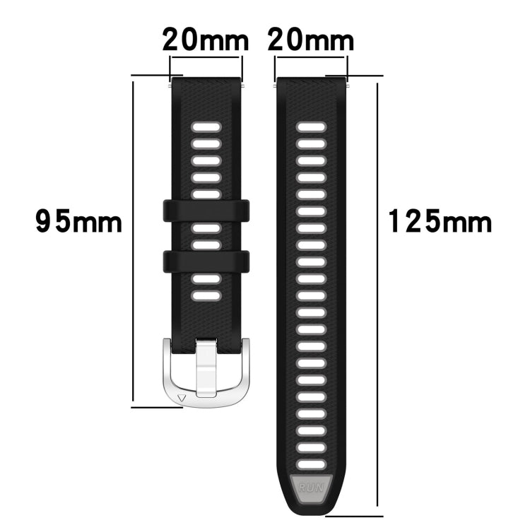 For Garmin Venu 20mm Sports Two-Color Steel Buckle Silicone Watch Band(Black+Grey) - Smart Wear by PMC Jewellery | Online Shopping South Africa | PMC Jewellery