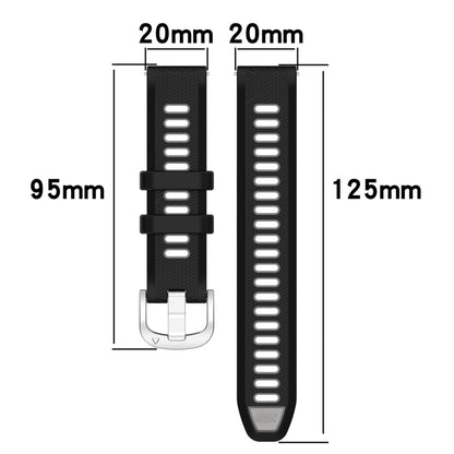 For Garmin Forerunner Sq2 20mm Sports Two-Color Steel Buckle Silicone Watch Band(Black+Grey) - Smart Wear by PMC Jewellery | Online Shopping South Africa | PMC Jewellery