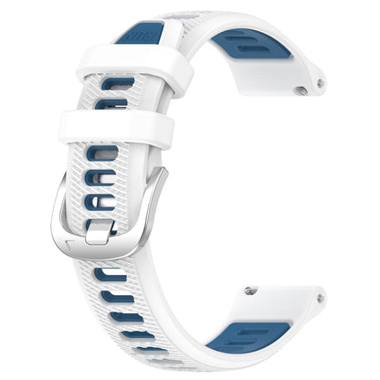 For Garmin Vivomove Sport 20mm Sports Two-Color Steel Buckle Silicone Watch Band(White+Blue) - Smart Wear by PMC Jewellery | Online Shopping South Africa | PMC Jewellery