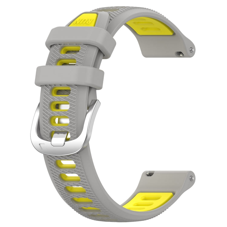 For Garmin Venu 20mm Sports Two-Color Steel Buckle Silicone Watch Band(Grey+Yellow) - Smart Wear by PMC Jewellery | Online Shopping South Africa | PMC Jewellery