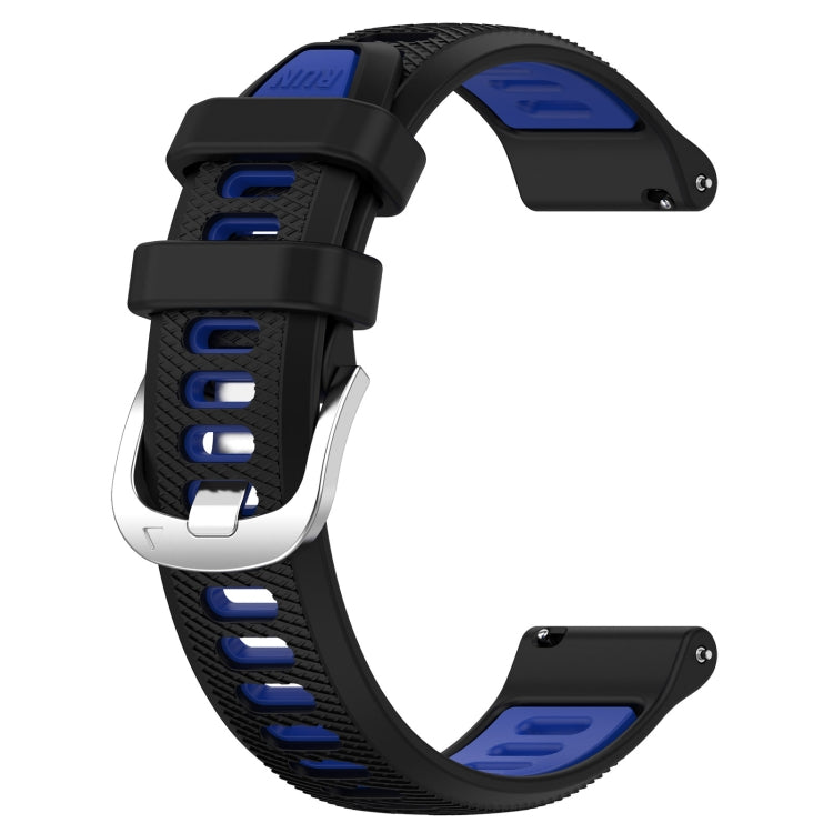 For Garmin VivoMove Luxe 20mm Sports Two-Color Steel Buckle Silicone Watch Band(Black+Blue) - Smart Wear by PMC Jewellery | Online Shopping South Africa | PMC Jewellery
