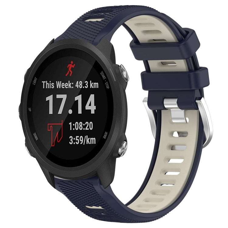 For Garmin Forerunner 245 Music 20mm Sports Two-Color Steel Buckle Silicone Watch Band(Midnight Blue+Starlight) - Smart Wear by PMC Jewellery | Online Shopping South Africa | PMC Jewellery