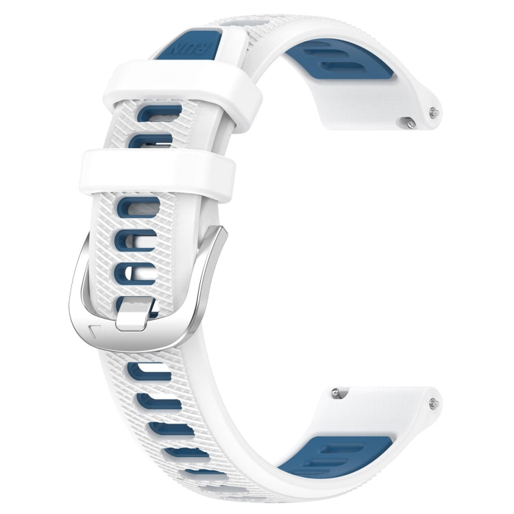 For Amazfit Pop Pro 22mm Cross Texture Two Color Silicone Steel Buckle Watch Band(White+Blue) - Smart Wear by PMC Jewellery | Online Shopping South Africa | PMC Jewellery