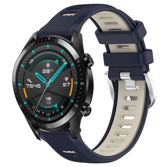 For Huawei Watch GT2 42mm 20mm Sports Two-Color Steel Buckle Silicone Watch Band(Midnight Blue+Starlight) - Smart Wear by PMC Jewellery | Online Shopping South Africa | PMC Jewellery