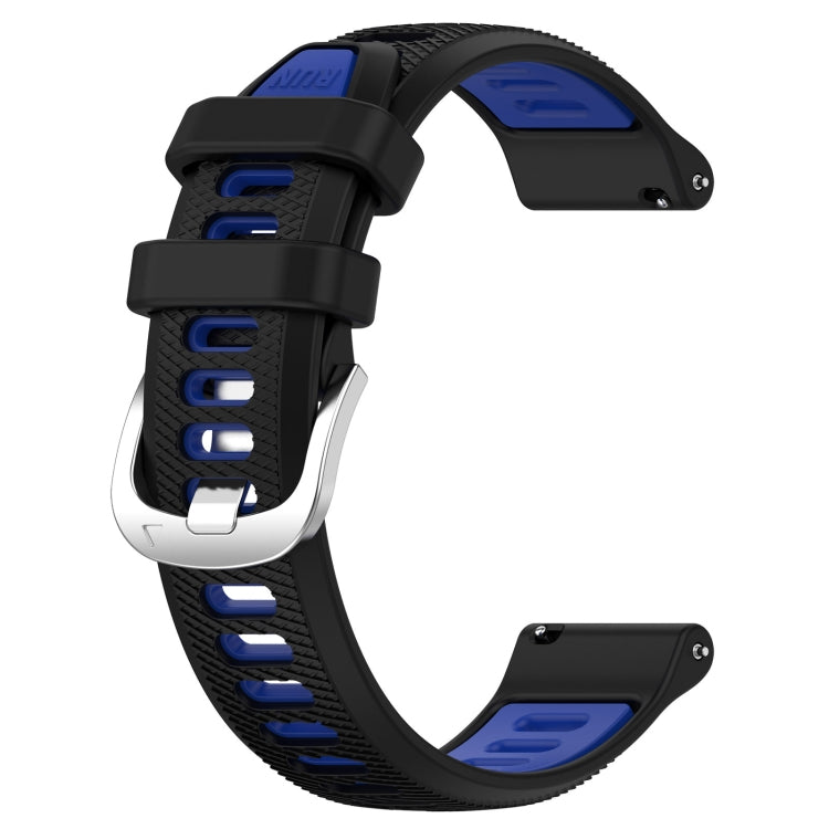 For Huawei Watch 2 20mm Sports Two-Color Steel Buckle Silicone Watch Band(Black+Blue) - Watch Bands by PMC Jewellery | Online Shopping South Africa | PMC Jewellery