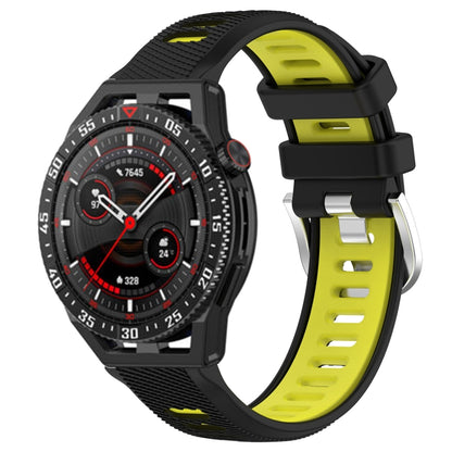 For Huawei Watch GT3 SE 22mm Sports Two-Color Steel Buckle Silicone Watch Band(Black+Lime Green) - Smart Wear by PMC Jewellery | Online Shopping South Africa | PMC Jewellery