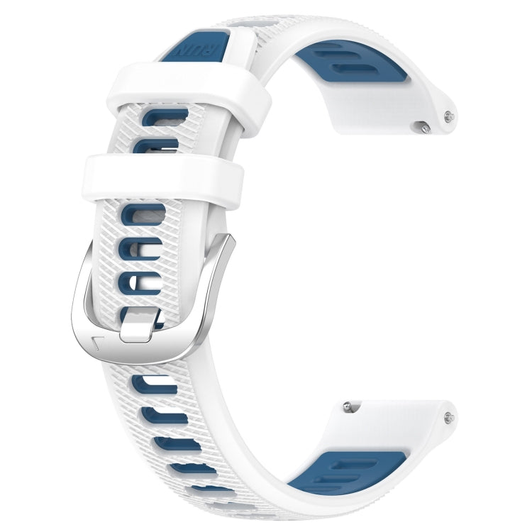 For Huawei Watch Buds 22mm Sports Two-Color Steel Buckle Silicone Watch Band(White+Blue) - Smart Wear by PMC Jewellery | Online Shopping South Africa | PMC Jewellery