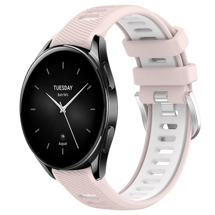 For Xiaomi Watch S2 42mm 22mm Sports Two-Color Steel Buckle Silicone Watch Band(Pink+White) - Smart Wear by PMC Jewellery | Online Shopping South Africa | PMC Jewellery