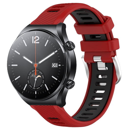 For Xiaomi MI Watch S1 22mm Sports Two-Color Steel Buckle Silicone Watch Band(Red+Black) - Smart Wear by PMC Jewellery | Online Shopping South Africa | PMC Jewellery