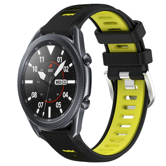 For Samsung Galaxy Watch3 45mm 22mm Sports Two-Color Steel Buckle Silicone Watch Band(Black+Lime Green) - Smart Wear by PMC Jewellery | Online Shopping South Africa | PMC Jewellery