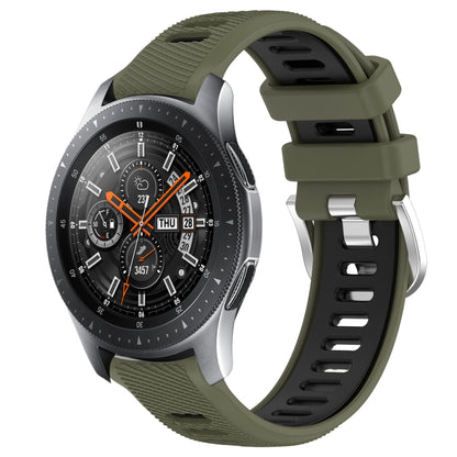 For Samsung Galaxy Watch 46mm 22mm Sports Two-Color Steel Buckle Silicone Watch Band(Army Green+Black) - Smart Wear by PMC Jewellery | Online Shopping South Africa | PMC Jewellery