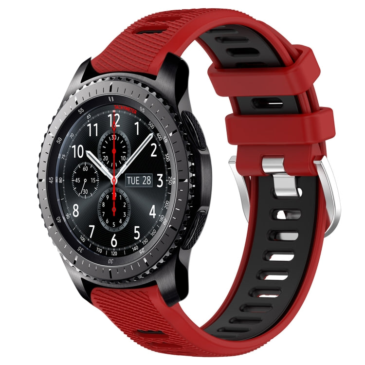 For Samsung Gear S3 Frontier 22mm Sports Two-Color Steel Buckle Silicone Watch Band(Red+Black) - Smart Wear by PMC Jewellery | Online Shopping South Africa | PMC Jewellery