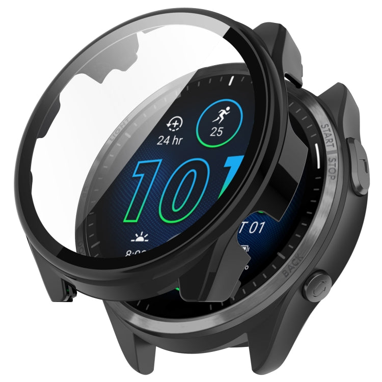 For Garmin Forerunner 965 PC + Toughened Film Integrated Watch Protective Case(Black) - Smart Wear by PMC TechLife | Online Shopping South Africa | PMC TechLife