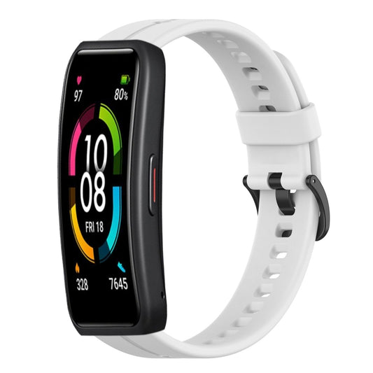 For Huawei Band 6 Solid Color Silicone Watch Band(White) - Smart Wear by PMC Jewellery | Online Shopping South Africa | PMC Jewellery