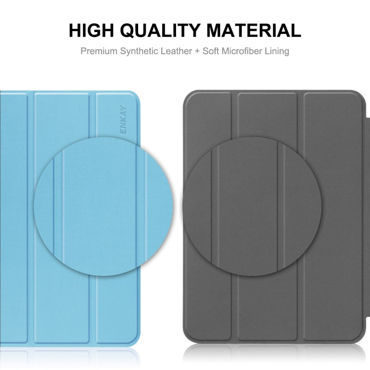 For Xiaomi Pad 6 / Pad 6 Pro ENKAY Tri-fold Custer Texture Leather Stand Smart Case(Dark Green) - free shipping - PMC TechLife - Order now!