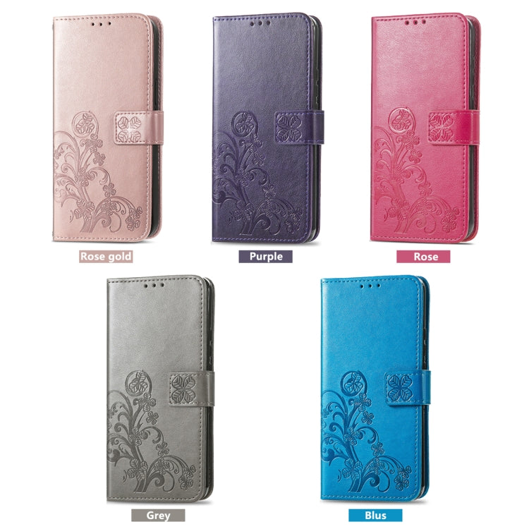 For Xiaomi Redmi 12C Four-leaf Clasp Embossed Buckle Leather Phone Case(Rose Gold) - free shipping - PMC TechLife - Order now!