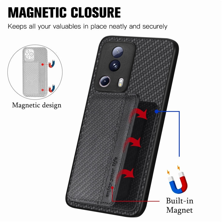 For Xiaomi 13 Lite Carbon Fiber Magnetic Card Bag Phone Case(Black) - free shipping - PMC TechLife - Order now!
