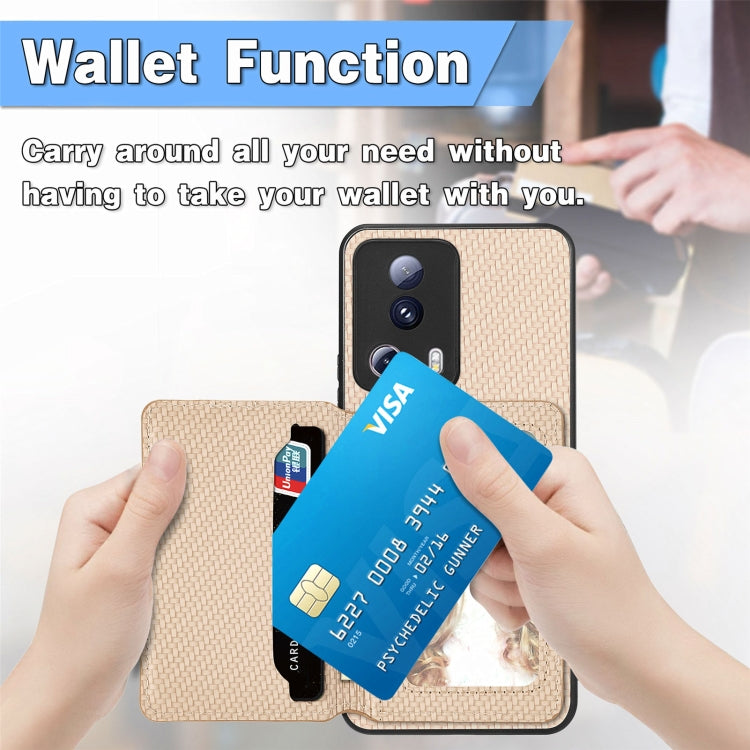 For Xiaomi 13 Lite Carbon Fiber Magnetic Card Bag Phone Case(Black) - free shipping - PMC TechLife - Order now!
