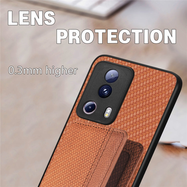 For Xiaomi 13 Lite Carbon Fiber Magnetic Card Bag Phone Case(Black) - free shipping - PMC TechLife - Order now!