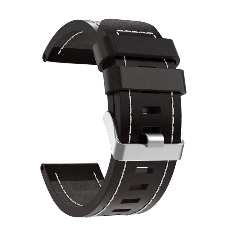 For Garmin Enduro 26mm Sewing Leather Steel Buckle Watch Band(Black) - Smart Wear by PMC Jewellery | Online Shopping South Africa | PMC Jewellery