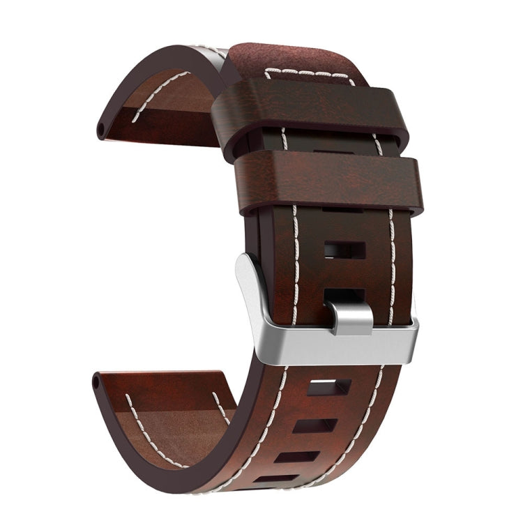 For Garmin Descent MK 2i 26mm Sewing Leather Steel Buckle Watch Band(Red Brown) - Smart Wear by PMC Jewellery | Online Shopping South Africa | PMC Jewellery