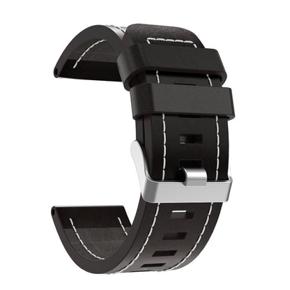 For Garmin D2 Charlie 26mm Sewing Leather Steel Buckle Watch Band(Black) - Smart Wear by PMC Jewellery | Online Shopping South Africa | PMC Jewellery