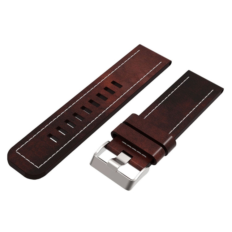 For Garmin D2 Charlie 26mm Sewing Leather Steel Buckle Watch Band(Red Brown) - Smart Wear by PMC Jewellery | Online Shopping South Africa | PMC Jewellery