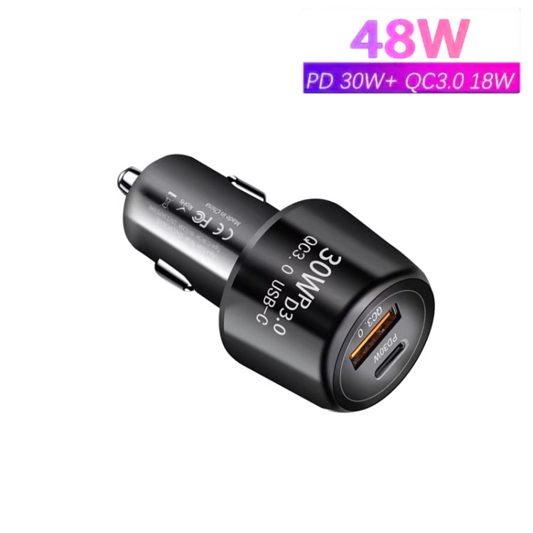 P29 48W PD30W + QC3.0 18W USB Dual Port Car Charger(Black) - Car Charger by PMC TechLife | Online Shopping South Africa | PMC TechLife