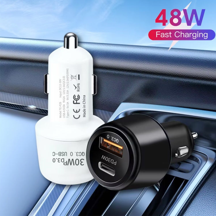 P29 48W PD30W + QC3.0 18W USB Dual Port Car Charger(Black) - Car Charger by PMC TechLife | Online Shopping South Africa | PMC TechLife