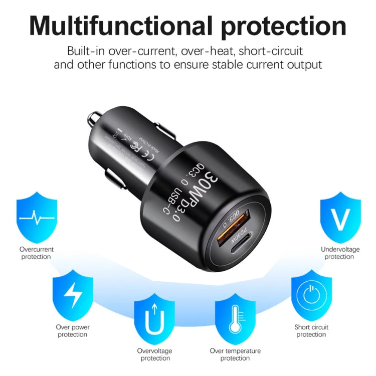 P29 48W PD30W + QC3.0 18W USB Dual Port Car Charger(Black) - Car Charger by PMC TechLife | Online Shopping South Africa | PMC TechLife