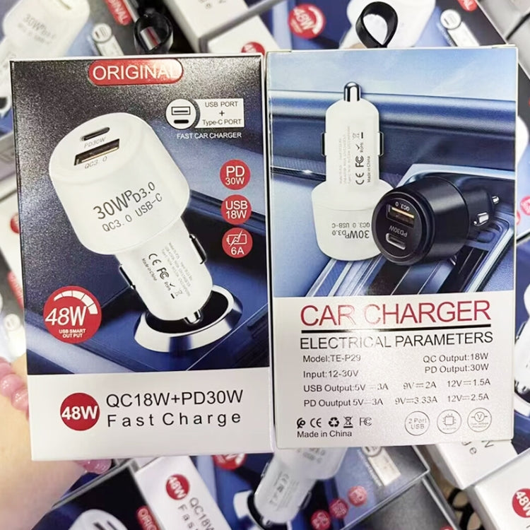P29 48W PD30W + QC3.0 18W USB Dual Port Car Charger(Black) - Car Charger by PMC TechLife | Online Shopping South Africa | PMC TechLife