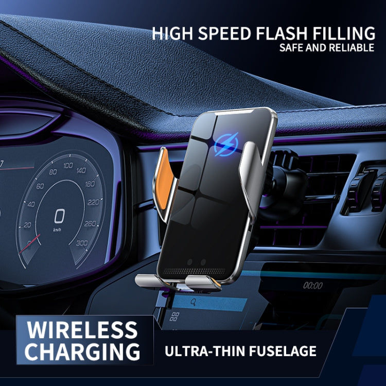 C9 Car Wireless Charger Phone Holder Infrared Auto-Clamping Metal Phone Mount Car Charger(Blue) - Wireless Charger Holders by PMC Jewellery | Online Shopping South Africa | PMC Jewellery