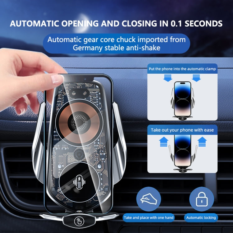 Q7 Magnetic Wireless Fast Charging Car Mobile Phone Charger Bracket with Start Button (Black) - Wireless Charger Holders by PMC TechLife | Online Shopping South Africa | PMC TechLife