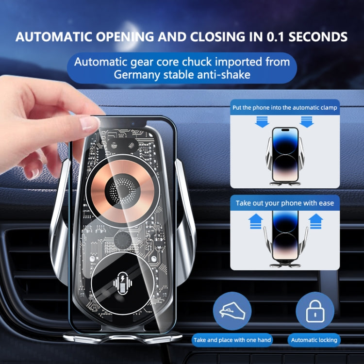 Q8 Universal Air Vent Mount Magnetic Mobile Phone Wireless Charging Car Holder without Start Button(Silver) - Wireless Charger Holders by PMC TechLife | Online Shopping South Africa | PMC TechLife