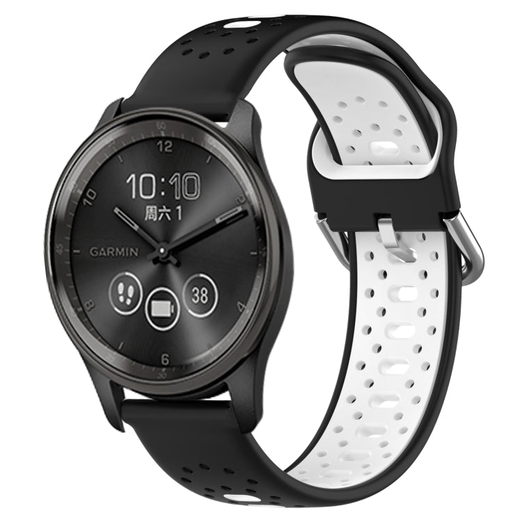 For GarminMove Trend 20mm Breathable Two-Color Silicone Watch Band(Black+White) - Watch Bands by PMC TechLife | Online Shopping South Africa | PMC TechLife