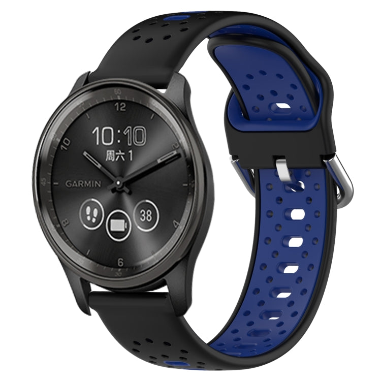 For GarminMove Trend 20mm Breathable Two-Color Silicone Watch Band(Black+Blue) - Watch Bands by PMC TechLife | Online Shopping South Africa | PMC TechLife