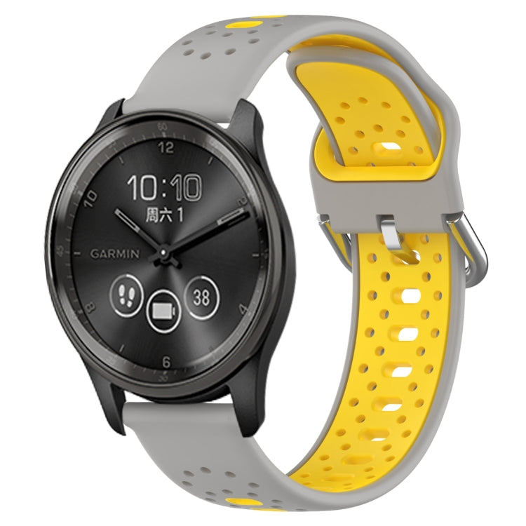 For GarminMove Trend 20mm Breathable Two-Color Silicone Watch Band(Grey+Yellow) - Watch Bands by PMC TechLife | Online Shopping South Africa | PMC TechLife