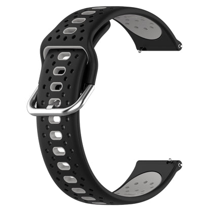 For Garmin Vivomove Sport 20mm Breathable Two-Color Silicone Watch Band(Black+Grey) - Watch Bands by PMC Jewellery | Online Shopping South Africa | PMC Jewellery